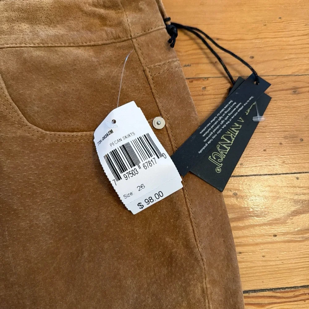 New BLANK NYC 26 Brown Pecan Suede Leather Mini Skirt Women’s - Picture 2 of 4
